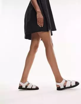 Белые кожаные гладиаторы премиум-класса Topshop Prescilla