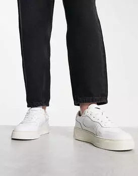 Белые кожаные кроссовки Levi's Glide с логотипом