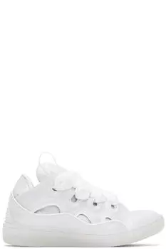 Белые кожаные кроссовки с блестящим эффектом Lanvin