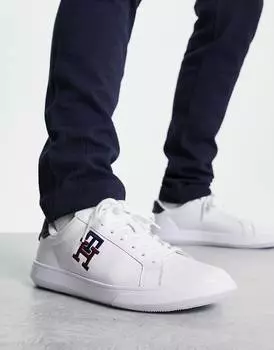 Белые кожаные кроссовки с монограммой Tommy Hilfiger