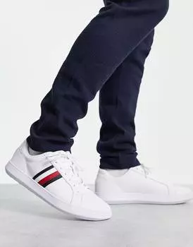 Белые кожаные кроссовки в полоску Tommy Hilfiger