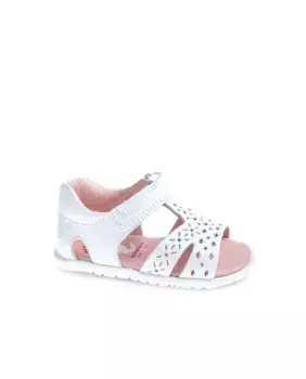 Белые кожаные сандалии для девочек на застежке-липучке Pablosky, белый