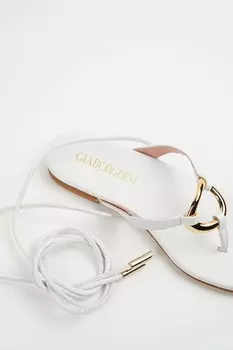 Белые кожаные сандалии на плоской подошве Levante GIA BORGHINI, белый