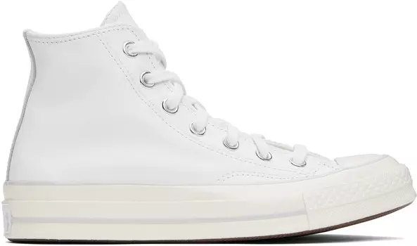 Белые кожаные высокие кеды Chuck 70 Converse