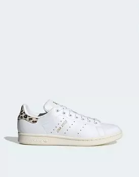 Белые кроссовки adidas Originals Stan Smith с леопардовым принтом