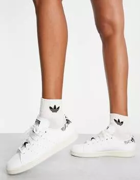Белые кроссовки adidas Originals Stan Smith с принтом под зебру