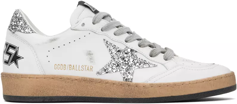 Белые кроссовки Ball Star Golden Goose, белый/серебряный