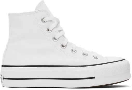 Белые кроссовки Chuck Taylor All Star Canvas Platform High Top Converse, белый/черный/белый