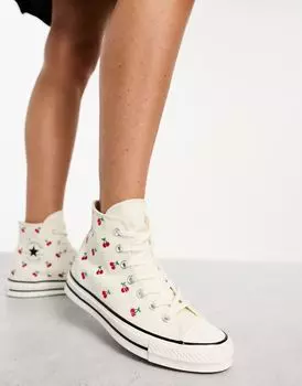 Белые кроссовки Converse Chuck 70 с вышивкой вишни