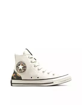 Белые кроссовки Converse Chuck Taylor All Star Hi с цаплей