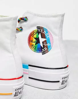 Белые кроссовки Converse Chuck Taylor All Star Lift hi Pride