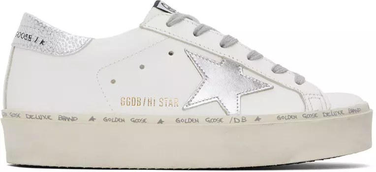 Белые кроссовки Hi Star Golden Goose, цвет White/Silver