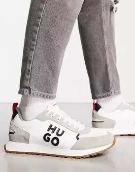 Белые кроссовки HUGO Icelin Runn с логотипом сбоку