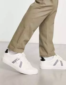 Белые кроссовки из искусственной кожи Jack & Jones с серой контрастной вставкой