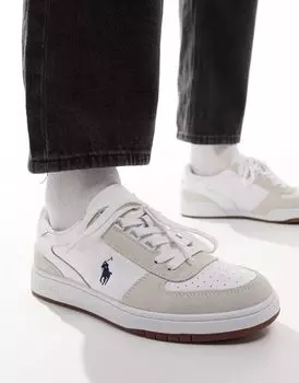 Белые кроссовки из кожи и замши Polo Ralph Lauren Court с логотипом лошади