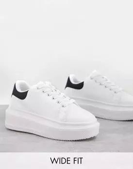 Белые кроссовки на массивной подошве ASOS DESIGN Wide Fit Dorina