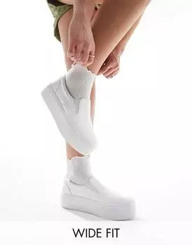 Белые кроссовки на платформе ASOS Wide Fit Dice