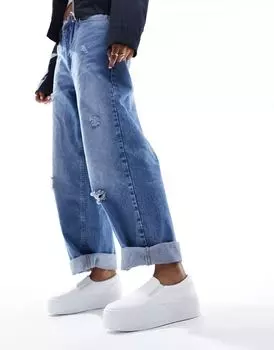 Белые кроссовки на плоской платформе ASOS Dice