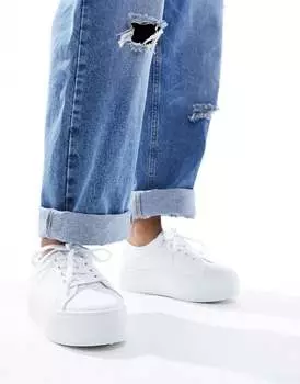 Белые кроссовки на плоской платформе со шнуровкой ASOS DESIGN Divide