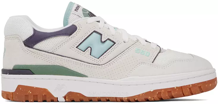 Кроссовки New Balance 550, белый/черный/коричневый/голубой