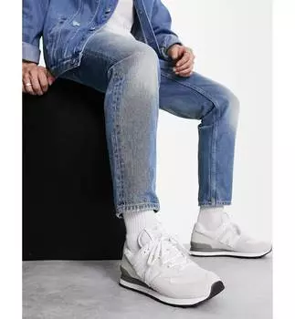 Белые кроссовки New Balance 574 с серыми деталями