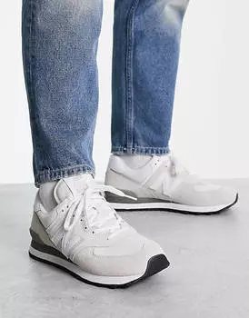 Белые кроссовки New Balance 574 с серыми деталями