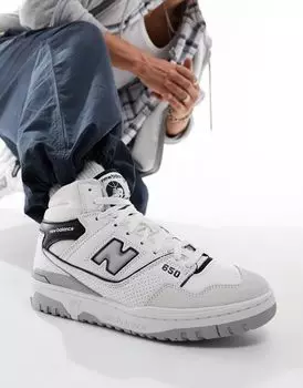 Белые кроссовки New Balance 650 с темно-синими деталями
