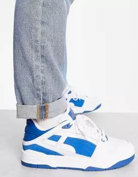 Белые кроссовки Puma Slipstream с синей замшевой деталью