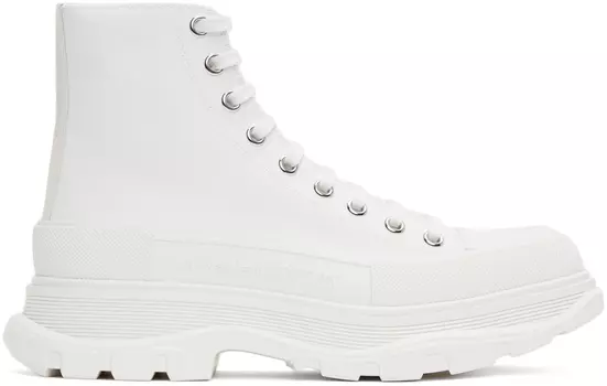 Белые кроссовки с высоким протектором Slick Alexander McQueen