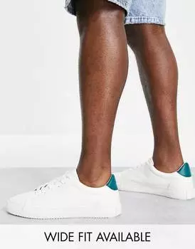 Белые кроссовки с зеленым хлястиком на спине ASOS DESIGN