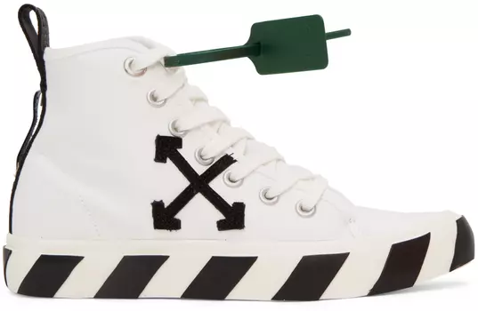 Белые кроссовки средней высоты на вулканизированной подошве Off-White