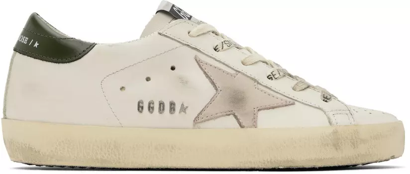 Белые кроссовки Super-Star Classic Golden Goose, белый/светло-розовый/темно-зеленый