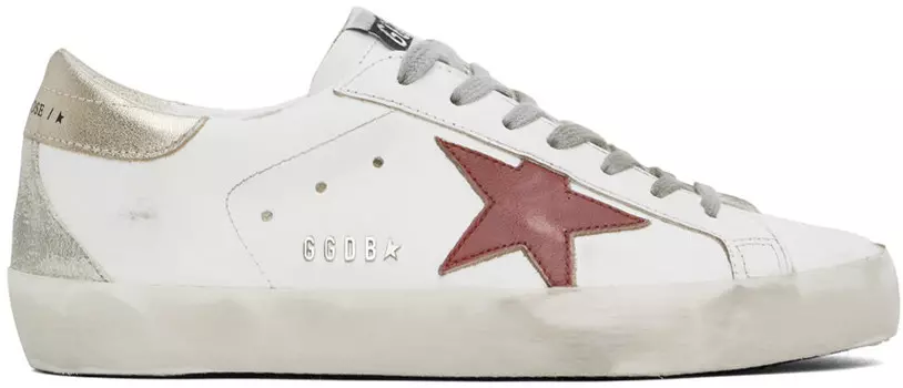 Белые кроссовки Super-Star Golden Goose, White/Red/Platinum/Ice