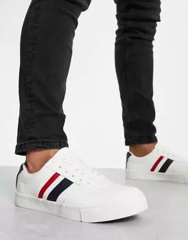 Белые кроссовки в стиле ретро с темно-синей и красной полосой ASOS DESIGN