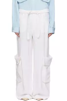 Белые льняные брюки-карго OPEN YY