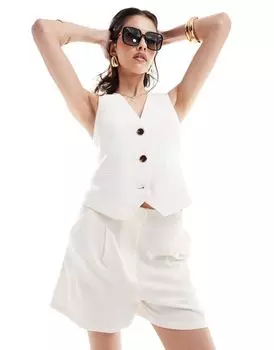 Белые льняные шорты со швами и завышенной талией ASOS DESIGN