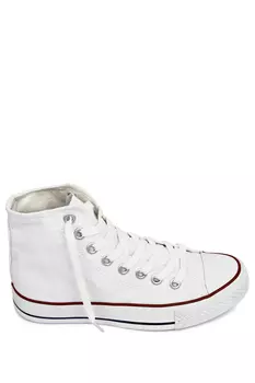 Белые льняные женские спортивные ботинки на шнуровке на каждый день Льняные кроссовки на плоской подошве 35777 GNDER(R), белый