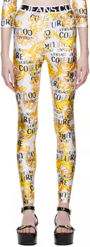 Белые леггинсы с принтом Versace Jeans Couture