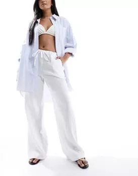 Белые легкие широкие брюки из хлопка SNDYS