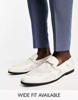 Белые лоферы с цветочным принтом и серебристым трензелем ASOS DESIGN