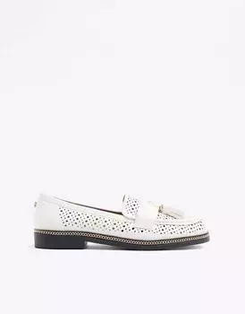 Белые лоферы с кисточками River Island Cutout