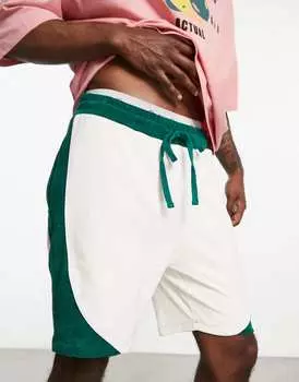 Белые махровые шорты оверсайз с контрастной вставкой ASOS DESIGN