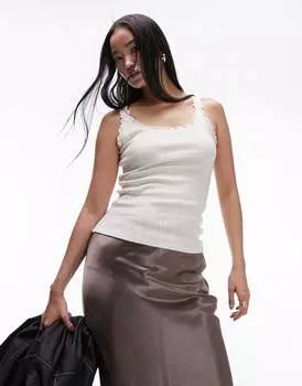 Белые майки Topshop с узором "пуантелле" и краем салата