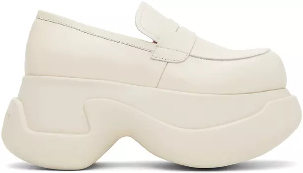 Белые массивные лоферы Stone Marni