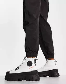 Белые массивные парусиновые ботинки Palladium Revolt
