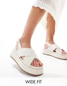 Белые массивные сандалии из двух частей ASOS DESIGN Wide Fit Frosty