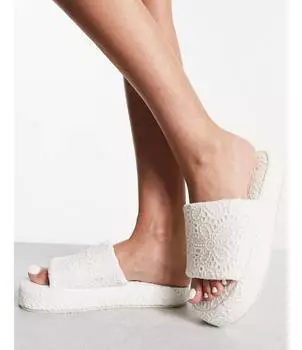 Белые массивные тапочки Loungeable Broderie