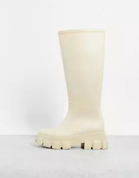 Белые массивные высокие резиновые сапоги до колен ASOS DESIGN Gracie