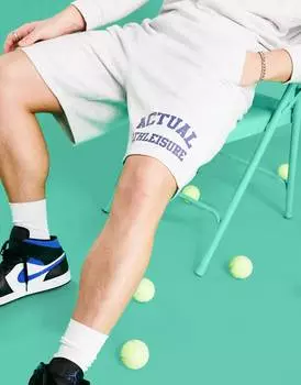 Белые меланжевые свободные шорты с логотипом ASOS Actual Athleisure