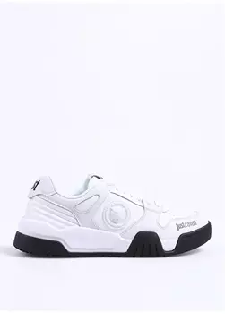 Белые мужские кожаные кроссовки Just Cavalli